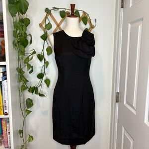 ANTHROPOLOGIE BURLAPP Bow Shoulder Sheath Black Dress